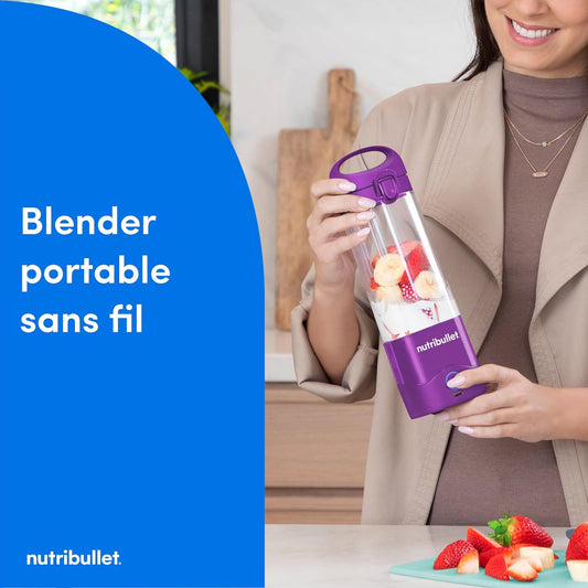 Portable Blender, Blender Portable, 475Ml Sans BPA, Mini Blender, Blender Multifonctions, Chargeur USB-C, plus De 15 Cycles De Mixage, Violet, NBP003PU