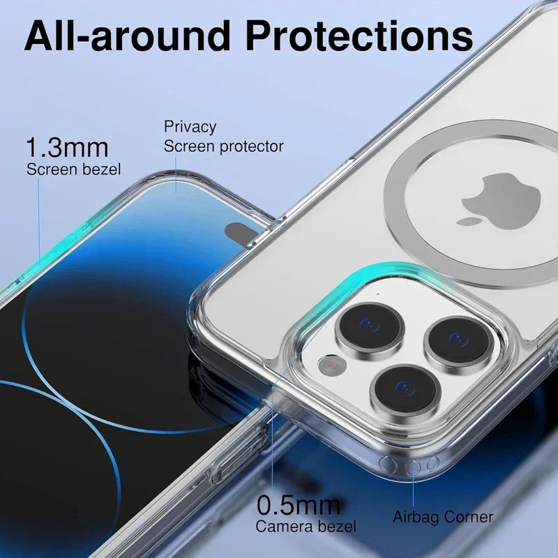 MagniGuard Coque MagSafe Transparente et Magnétique pour iPhone 7 à 16 tous modèles