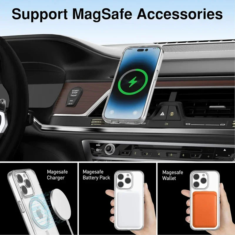 MagniGuard Coque MagSafe Transparente et Magnétique pour iPhone 7 à 16 tous modèles